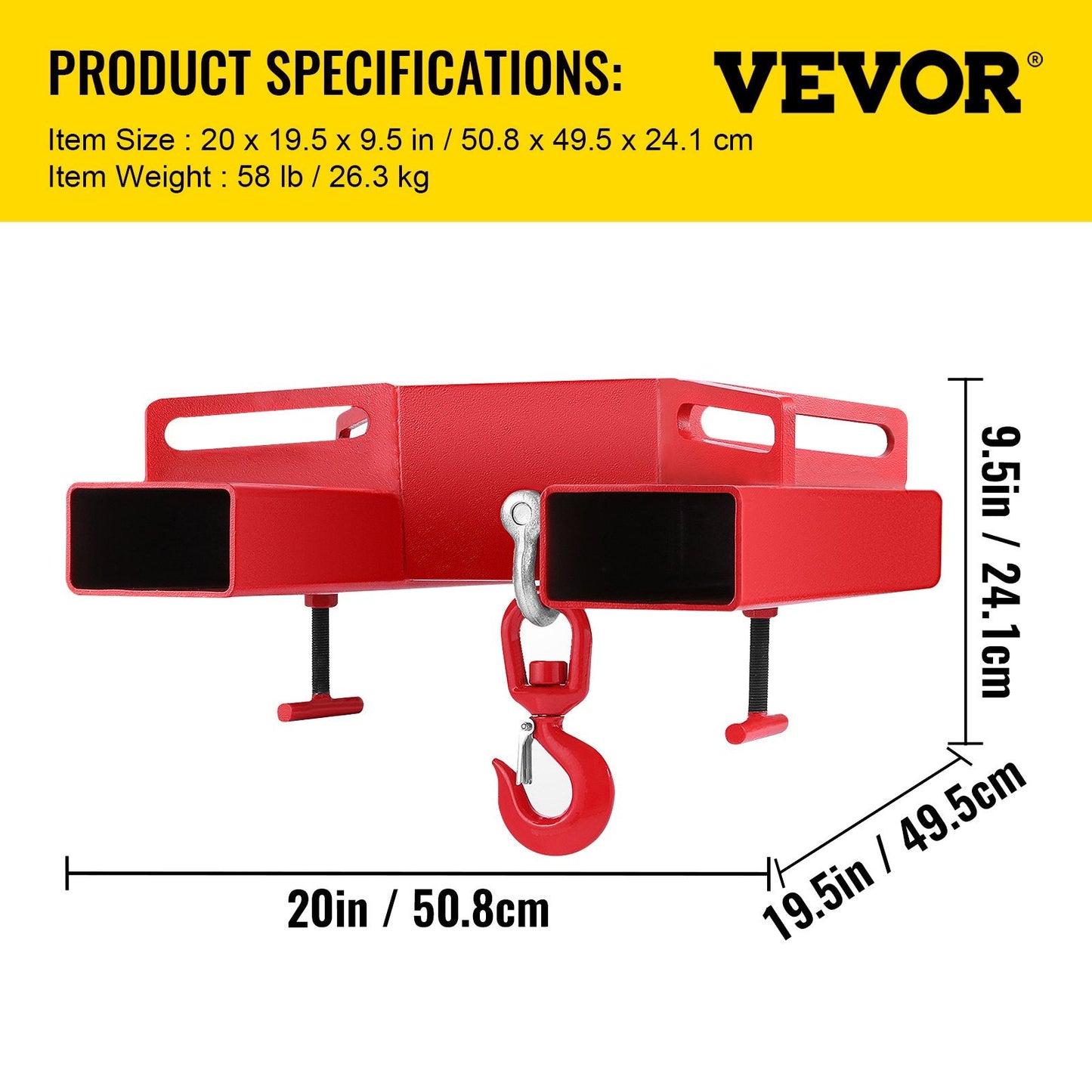 Heavy-Duty Forklift Hoist with Swivel Hook, 3000 kg Capacity, Red Steel