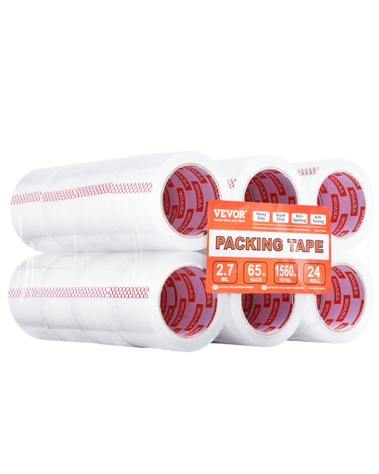 VEVOR Clear Packing Tape 24 Rolls 65 Yards Heavy Duty Clear Packing Tape 2.7 Mil