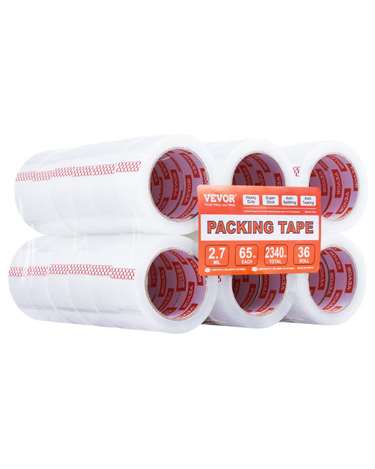 VEVOR Packing Tape 36 Rolls 65 Yards Heavy Duty Clear Packing Tapes 2.7 Mil