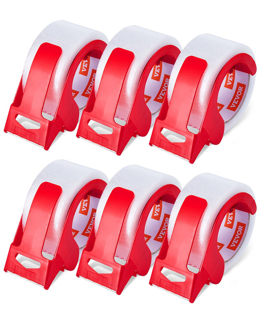 VEVOR Packing Tape 6 Rolls 65 Yards Clear Shipping Tape with Dispenser 2.7 Mil