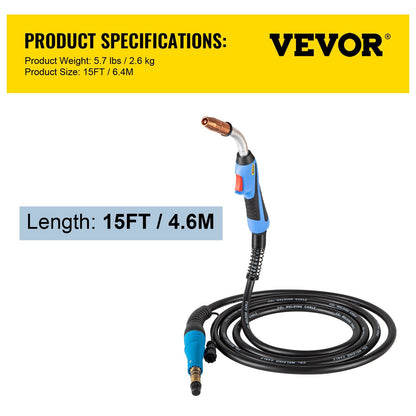 250 Amp MIG Welding Torch with 4.6m Cable and Ergonomic Handle