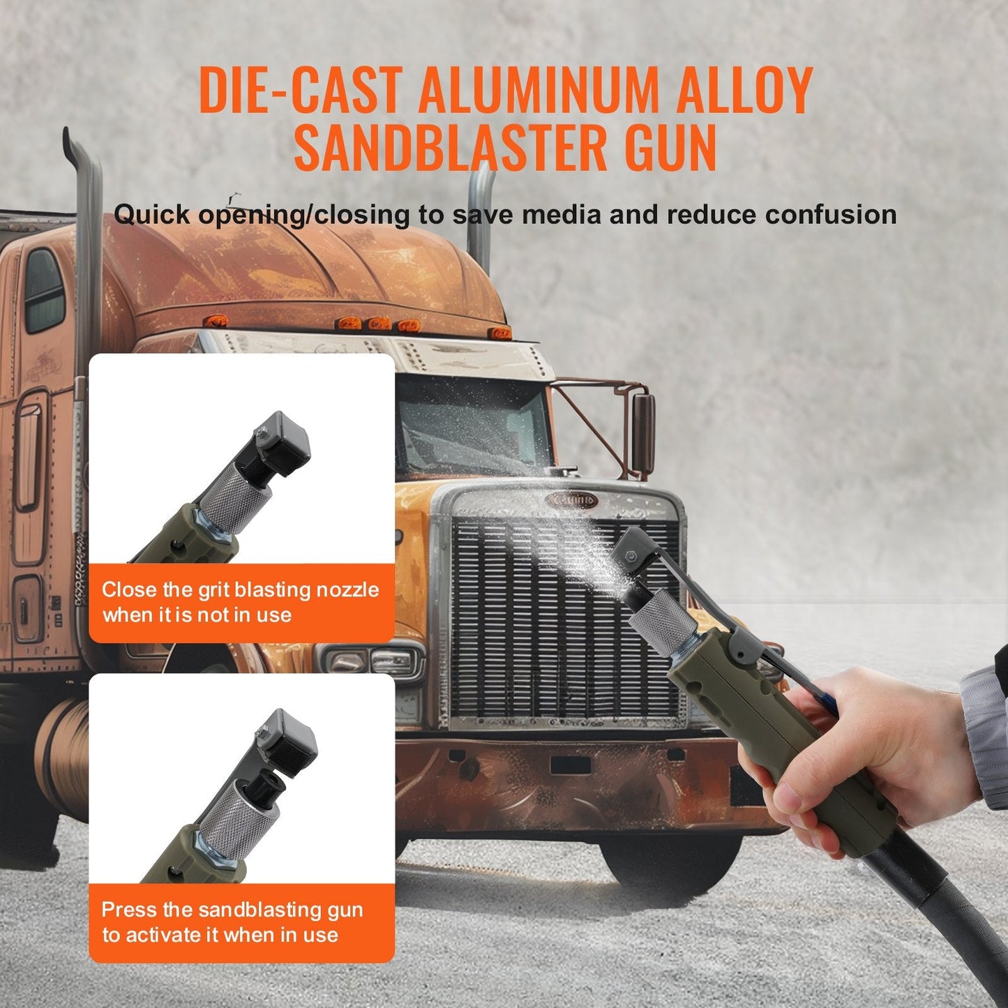 10 Gal/40 L Portable Sandblaster with Shut-Off Valve and Pressure Gauge