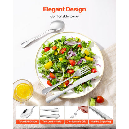 VEVOR 30-Piece Silverware Set Stainless Steel Cutlery Flatware Utensils for 6