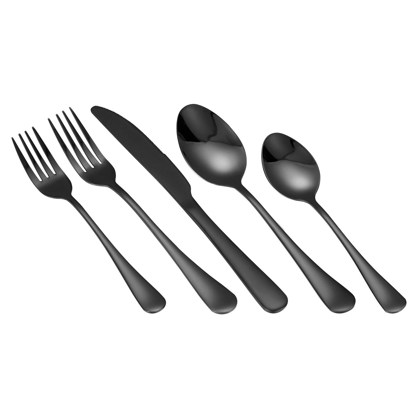 30-Piece Black Silverware Set, Food-Grade Stainless Steel Flatware Utensils for 6, Mirror Finished Cutlery Set, Dishwasher Safe Eating Tableware for Kitchen Home, Include Knife Fork Spoon