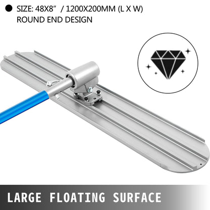 VEVOR Bull Float Magnesium Concrete Float 48 x 8" Round End Concrete Float Tool