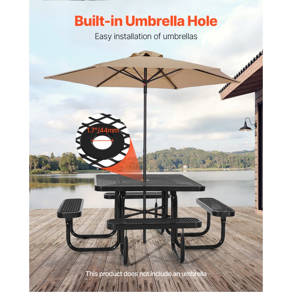 VEVOR Picnic Table Weather Resistant Steel Patio Dining Furniture Set Outdoor