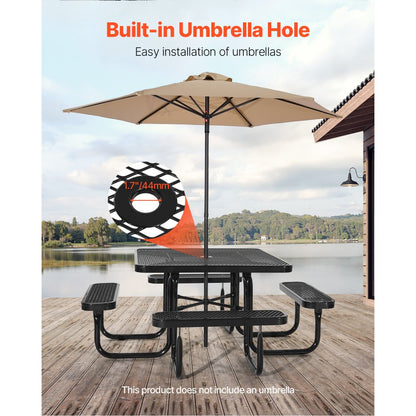VEVOR Picnic Table Weather Resistant Steel Patio Dining Furniture Set Outdoor
