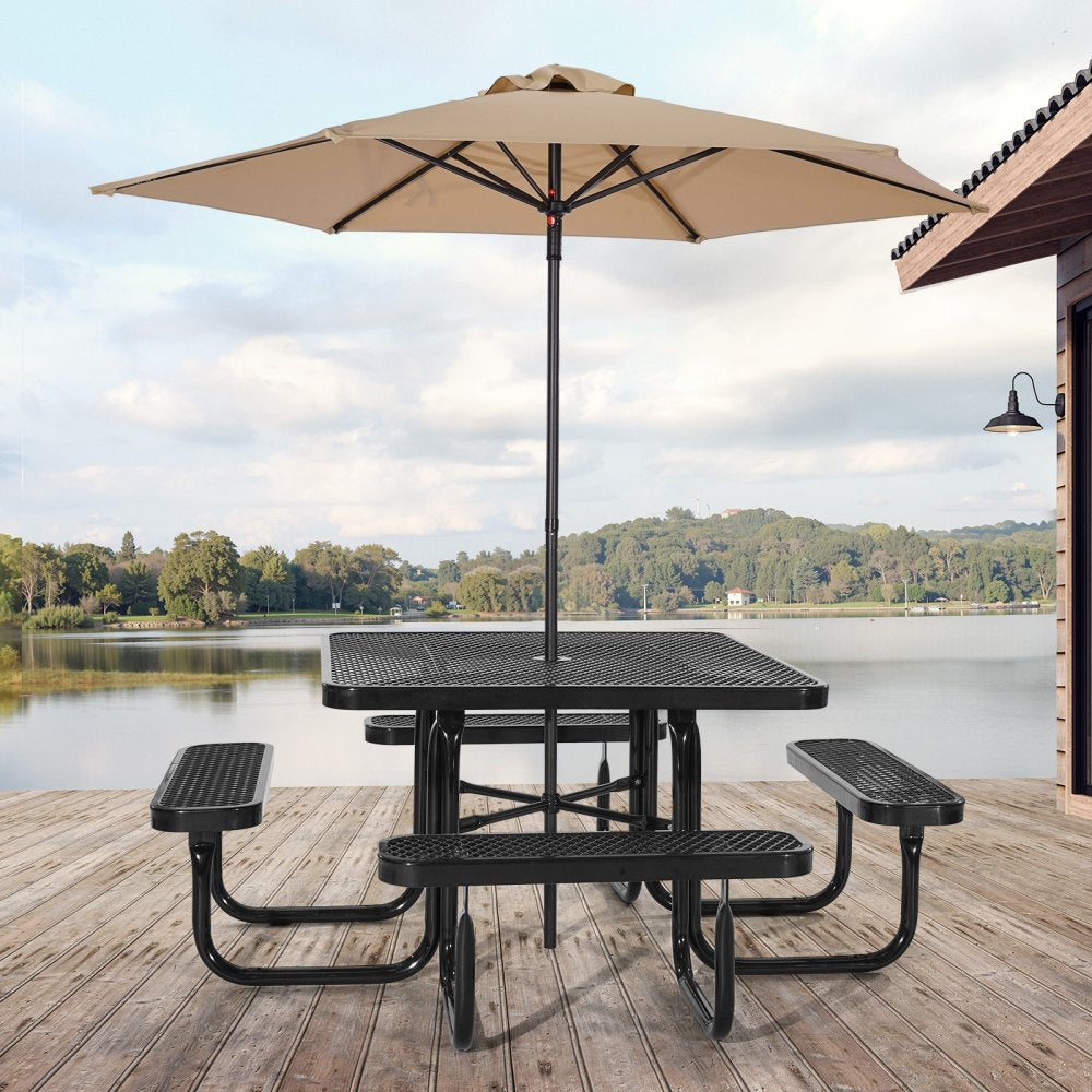 VEVOR Picnic Table Weather Resistant Steel Patio Dining Furniture Set Outdoor