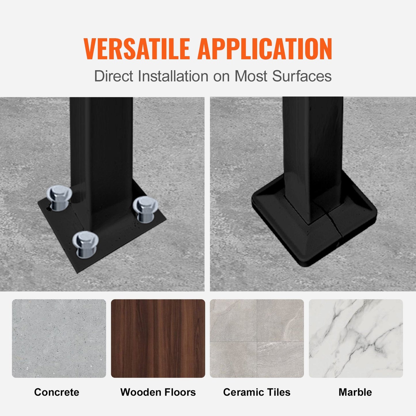 VEVOR 4-Step Handrail Fits 1 or 4 Steps Matte Black Stair Rail Wrought Iron Handrail