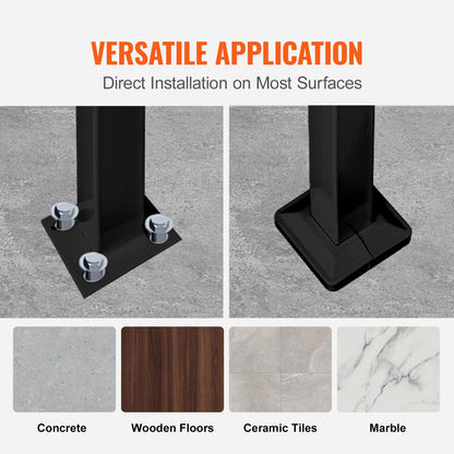 VEVOR 4-Step Handrail Fits 1 or 4 Steps Matte Black Stair Rail Wrought Iron Handrail