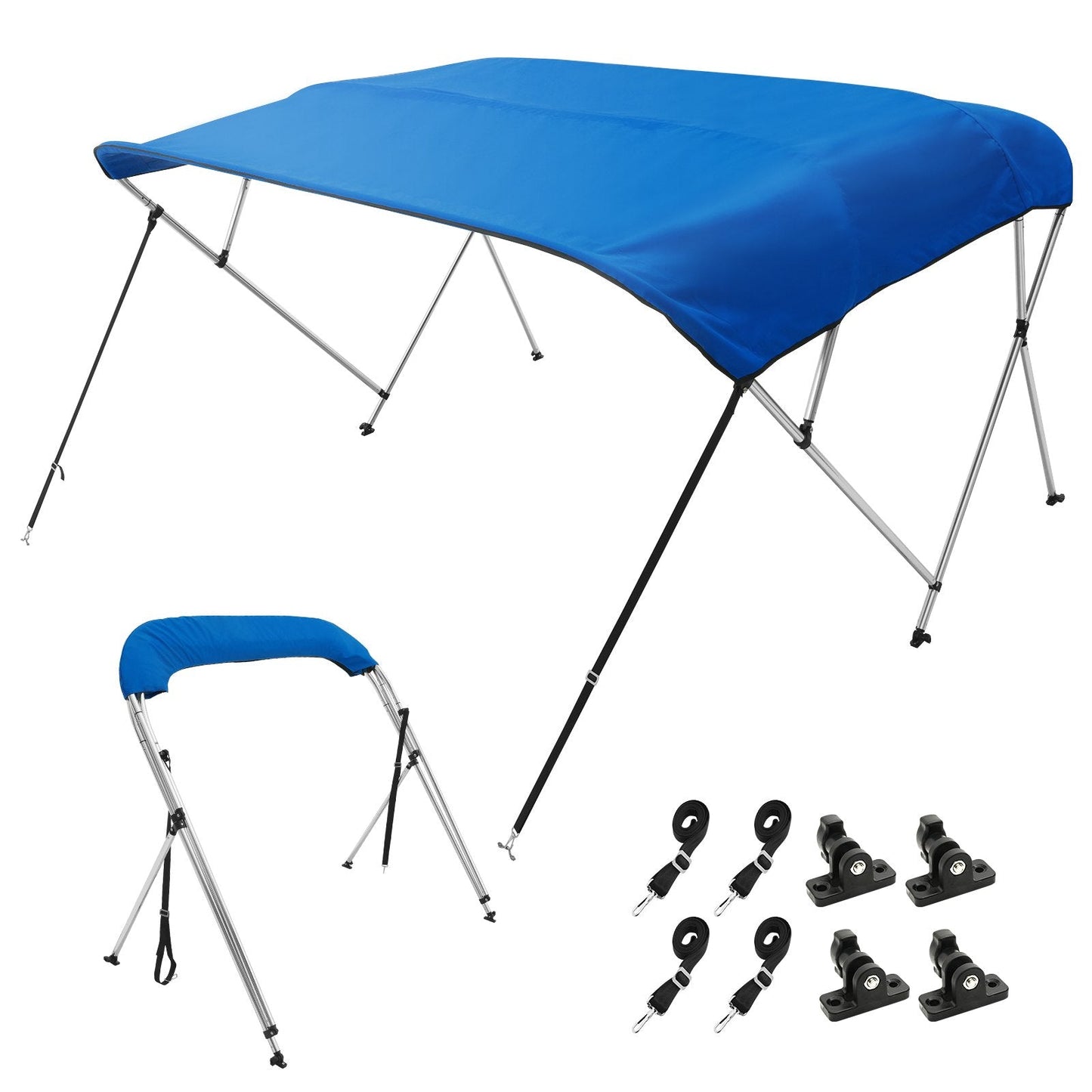4-Bow Boat Canopy Cover, 900D Polyester, Fits 2.31-2.44m Width, Pacific Blue