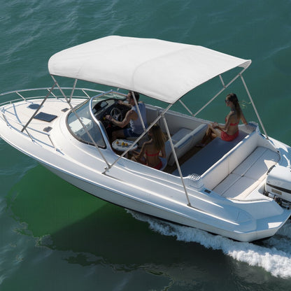 VEVOR 4 Bow Boat Bimini Tops 96"Lx(97"-103")W Awning Top Replacement Light Grey