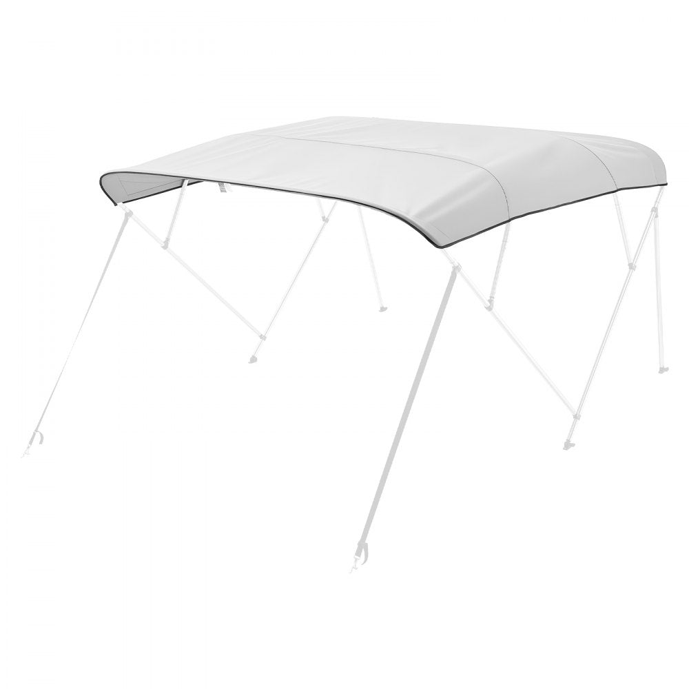 VEVOR 4 Bow Boat Bimini Tops 96"Lx(97"-103")W Awning Top Replacement Light Grey
