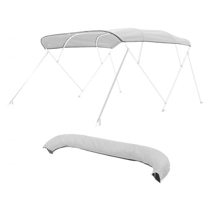 VEVOR 4 Bow Boat Bimini Tops 96"Lx(97"-103")W Awning Top Replacement Light Grey