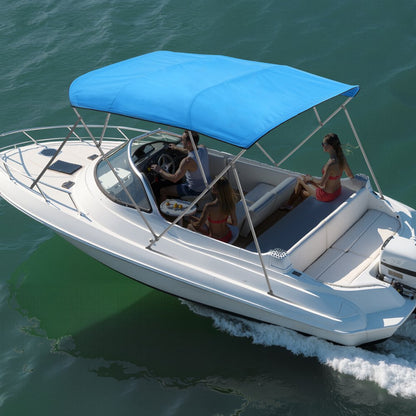 VEVOR 4 Bow Boat Bimini Tops 96"Lx(97"-103")W Awning Top Replacement Pacific Blue