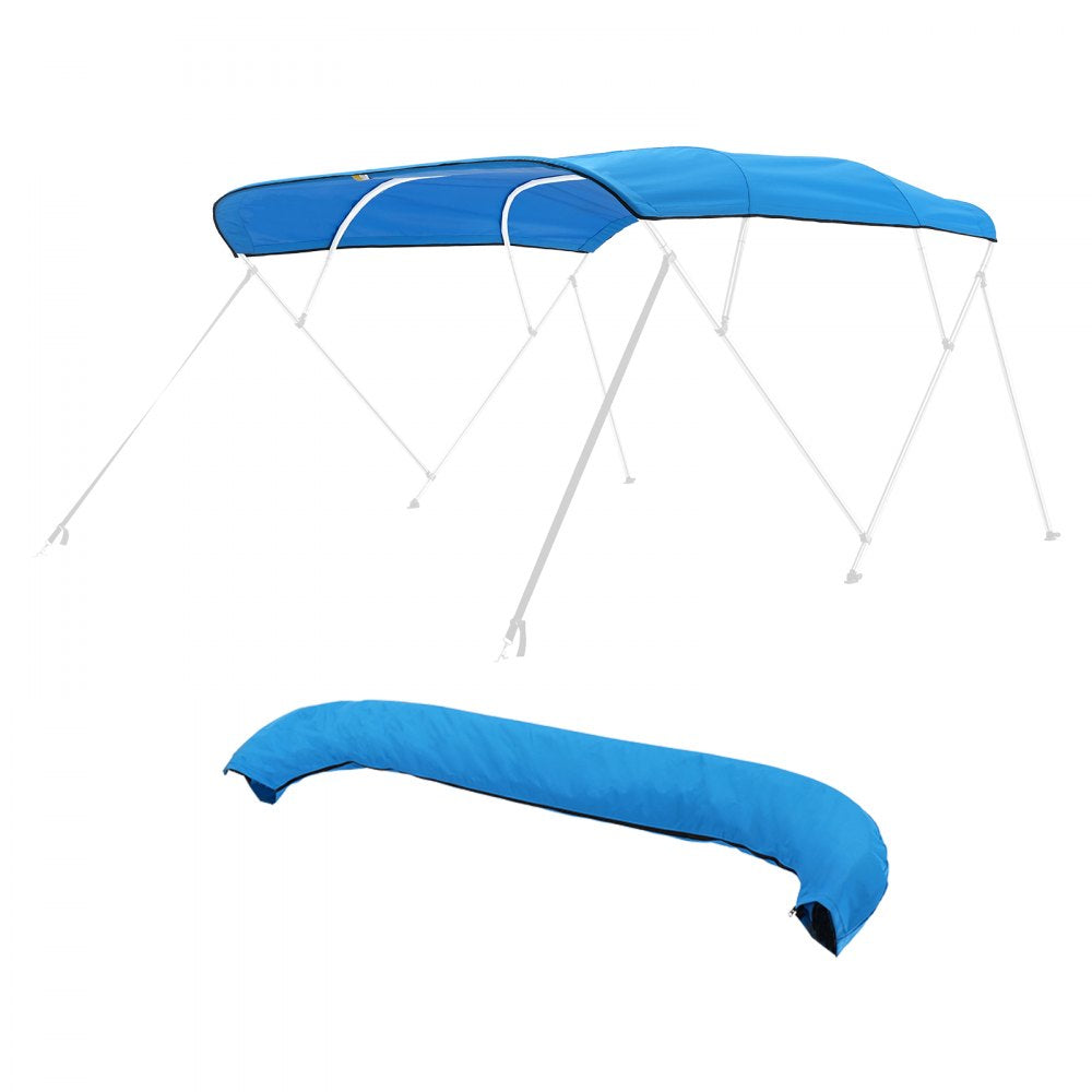 VEVOR 4 Bow Boat Bimini Tops 96"Lx(97"-103")W Awning Top Replacement Pacific Blue