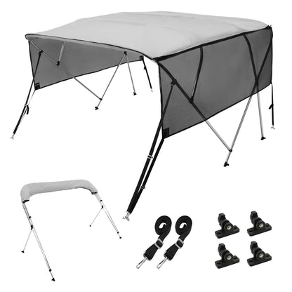 VEVOR 4 Bow Bimini Top Boat Cover, Detachable Mesh Sidewalls, 600D Polyester Canopy
