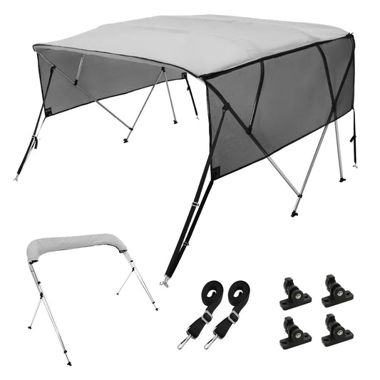 VEVOR 4 Bow Bimini Top Boat Cover, Detachable Mesh Sidewalls, 600D Polyester Canopy