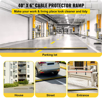 Heavy-Duty Rubber Cable Protector, Single Channel, 4-Pack, Supports 10,000 kg