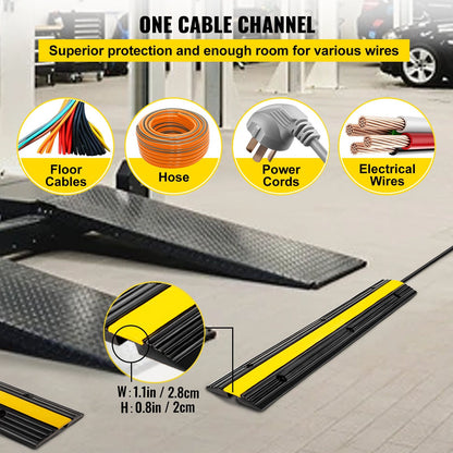 Heavy-Duty Rubber Cable Protector, Single Channel, 4-Pack, Supports 10,000 kg