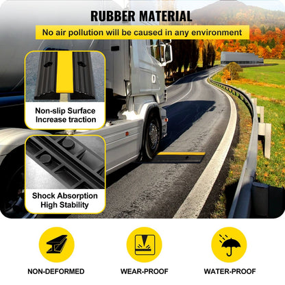 Heavy-Duty Rubber Cable Protector, Single Channel, 4-Pack, Supports 10,000 kg