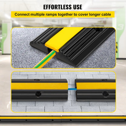 Heavy-Duty Rubber Cable Protector, Single Channel, 4-Pack, Supports 10,000 kg