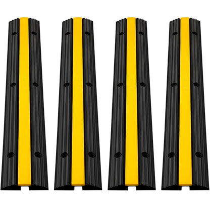 Heavy-Duty Rubber Cable Protector, Single Channel, 4-Pack, Supports 10,000 kg