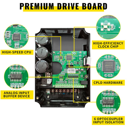 4KW 380V Variable Frequency Drive for Spindle Motor, 3-Phase, 5HP Control