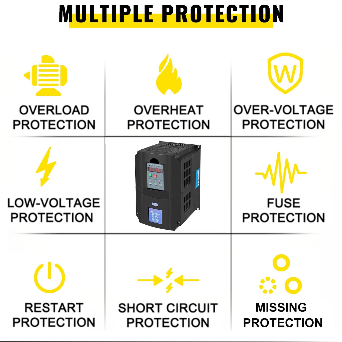 VEVOR 4KW 380V VFD Variable Frequency Drive For Spindle Motor 4KW 5HP Control 380V