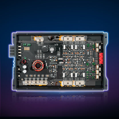Car Audio Amplifier, 4-Channel Bridgeable Car Amplifier, Multichannel Class AB Stereo Amp, Max. 4 x 250W at 4 Ohms / 4 x 500W at 2 Ohms, High Output, for SUVs, Pickups, and Off-Road Vehicles