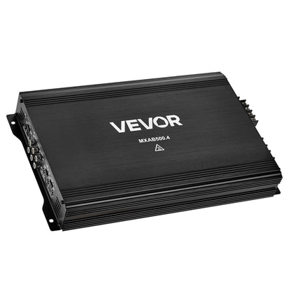 Car Audio Amplifier, 4-Channel Bridgeable Car Amplifier, Multichannel Class AB Stereo Amp, Max. 4 x 250W at 4 Ohms / 4 x 500W at 2 Ohms, High Output, for SUVs, Pickups, and Off-Road Vehicles