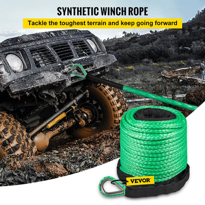 VEVOR Green Synthetic Winch Line 5/16 Inch X100FT Synthetic Winch Rope 12000 LBS