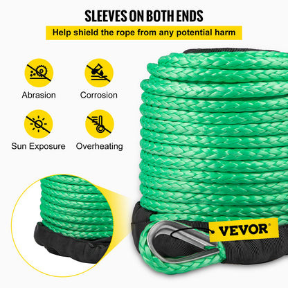VEVOR Green Synthetic Winch Line 5/16 Inch X100FT Synthetic Winch Rope 12000 LBS