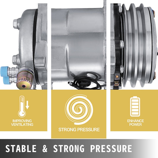 Air Conditioner Compressor Sanden 508 Style, Aluminum, 5 kg, 12V, Polished Finish