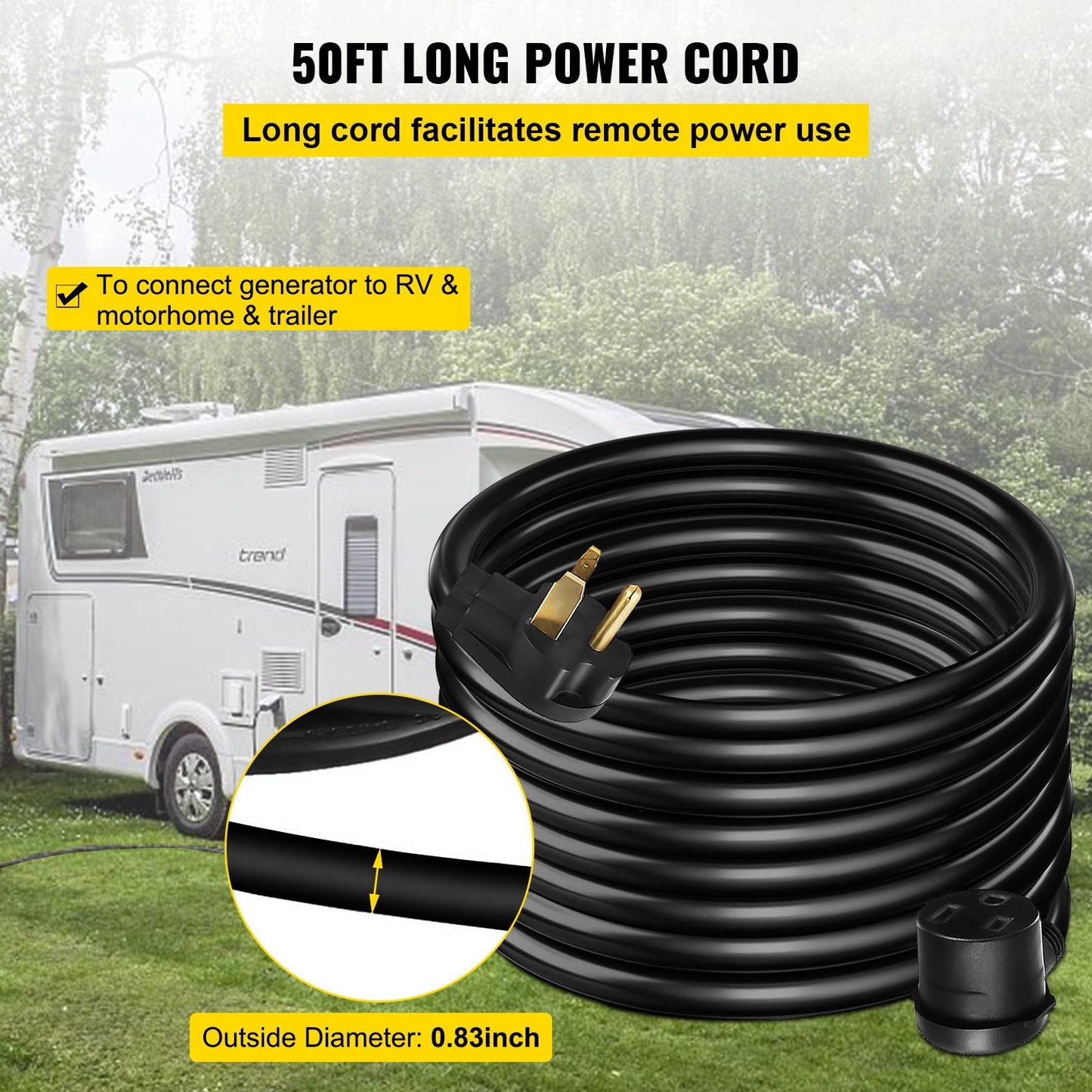 50-Foot 30A Heavy-Duty Welding Extension Cord for MIG/TIG/Plasma, 12.5kW Capacity