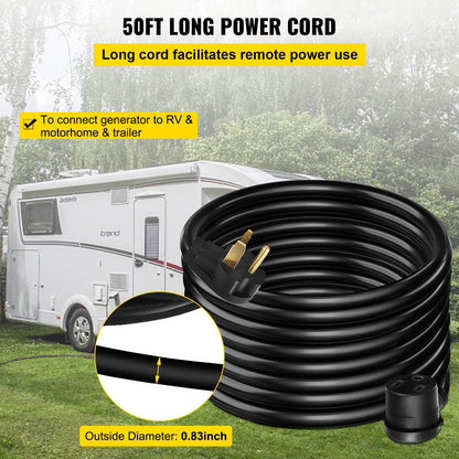 50-Foot 30A Heavy-Duty Welding Extension Cord for MIG/TIG/Plasma, 12.5kW Capacity