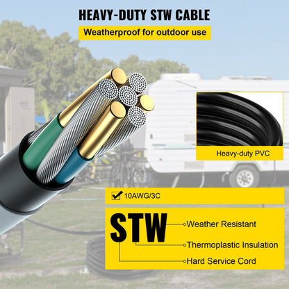 50-Foot 30A Heavy-Duty Welding Extension Cord for MIG/TIG/Plasma, 12.5kW Capacity