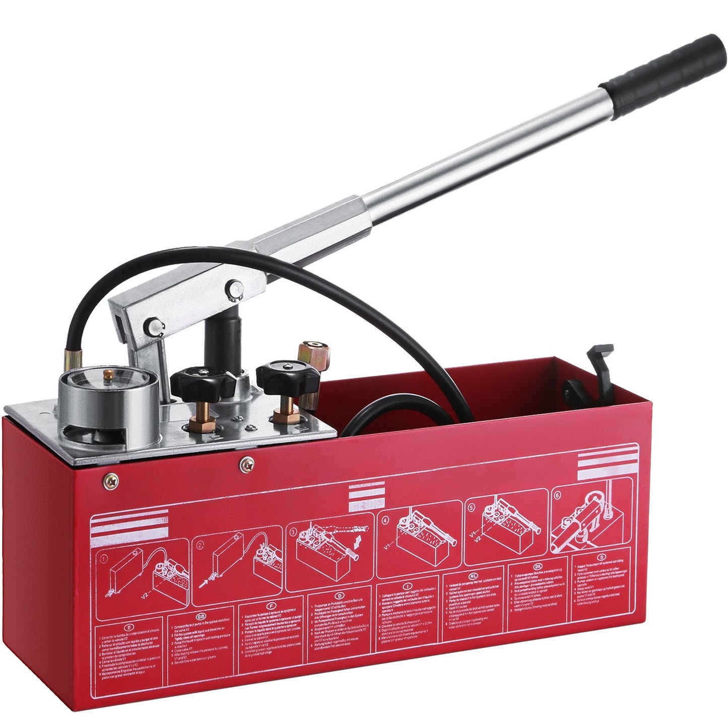 VEVOR Hydraulic Pressure Test Pump 50 Bar Hand Pressure Test Pump 726 PSI 3.2 Gallon