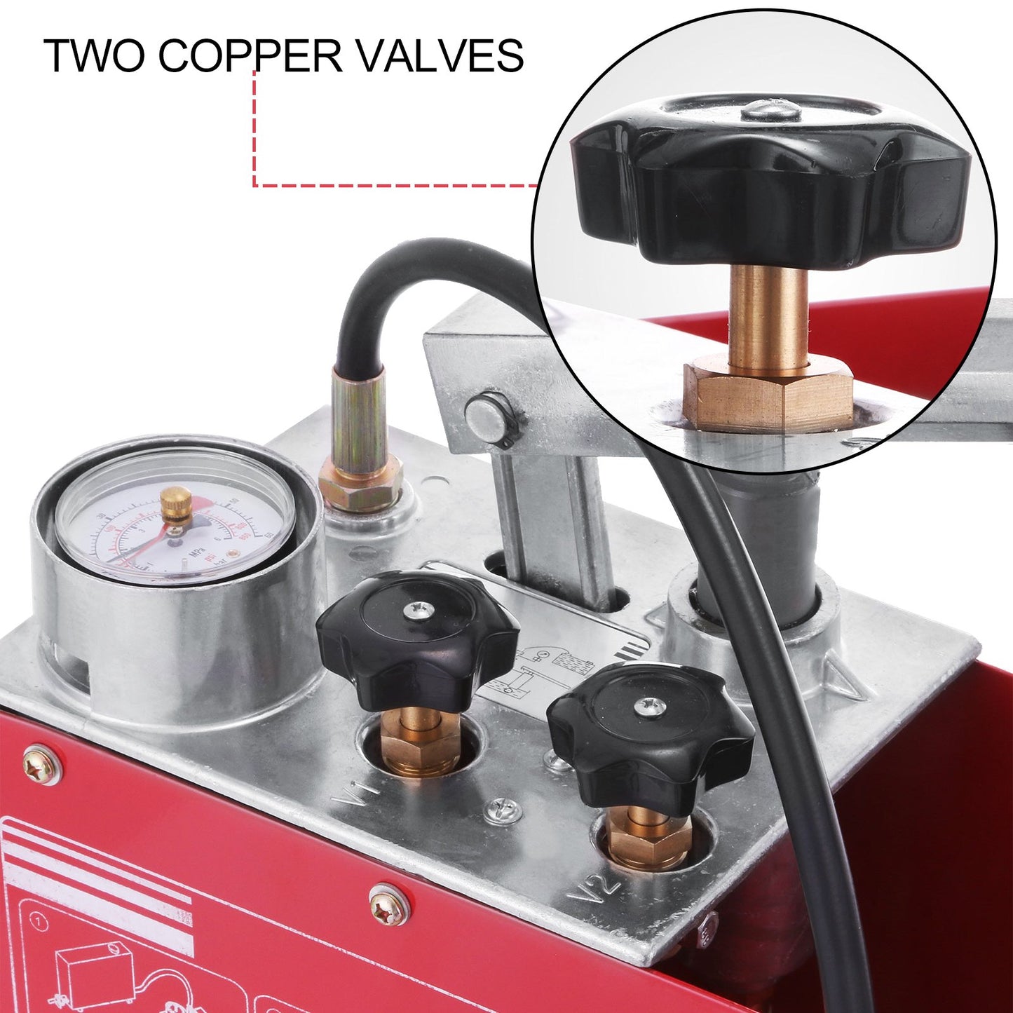 VEVOR Hydraulic Pressure Test Pump 50 Bar Hand Pressure Test Pump 726 PSI 3.2 Gallon