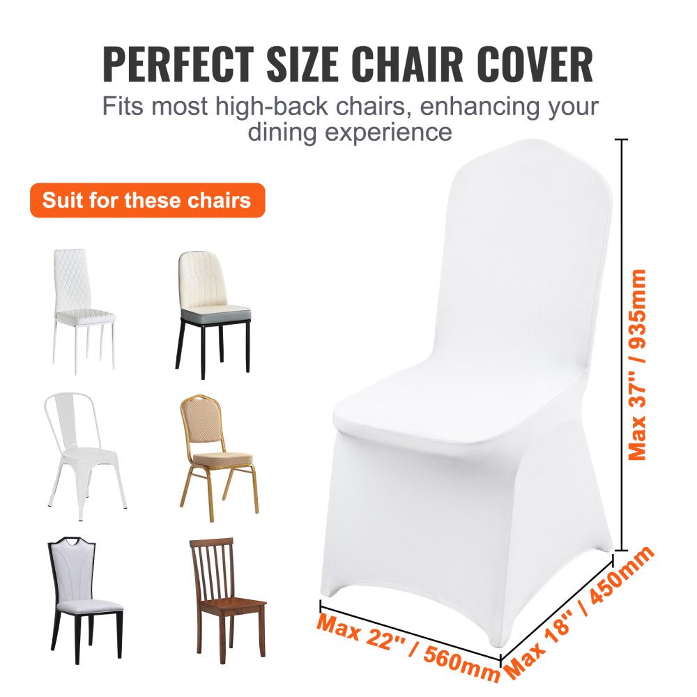 VEVOR Stretch Spandex Folding Chair Covers, Universal Fitted Chair Cover, Removable Washable Protective Slipcovers, for Wedding, Holiday, Banquet, Party, Celebration, Dining (50PCS White)