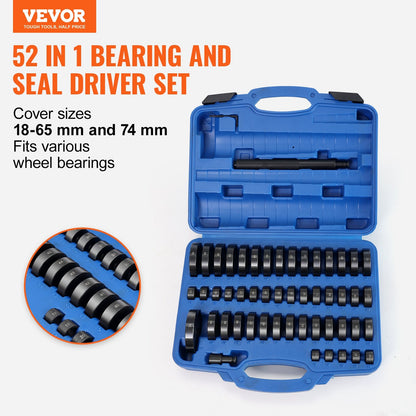 52-Piece Bushing Press Kit for Bearings & Seals, Disc Size 18 mm-74 mm