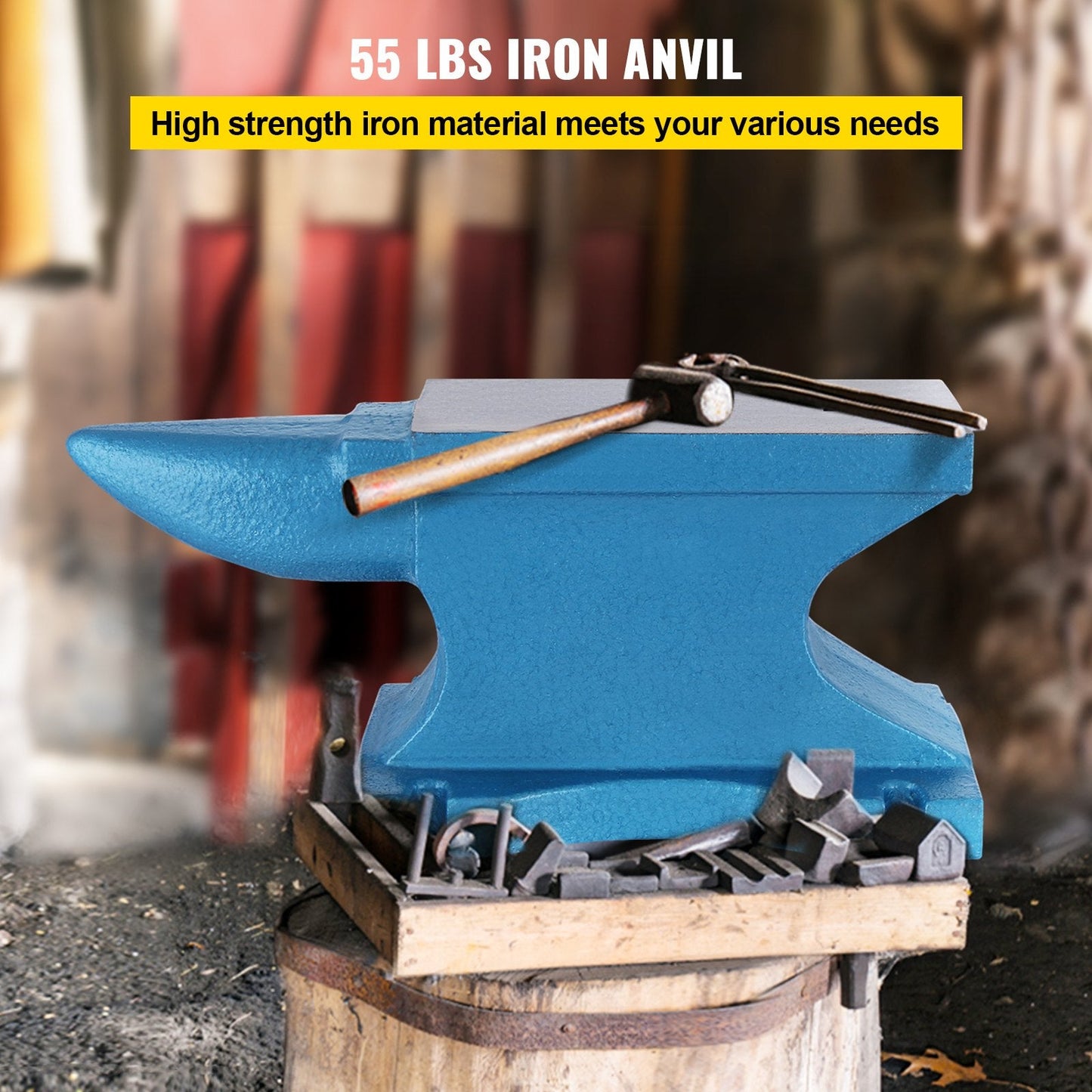 Single Horn Blacksmith Anvil 25kg, Cast Iron, Durable Forge Tool