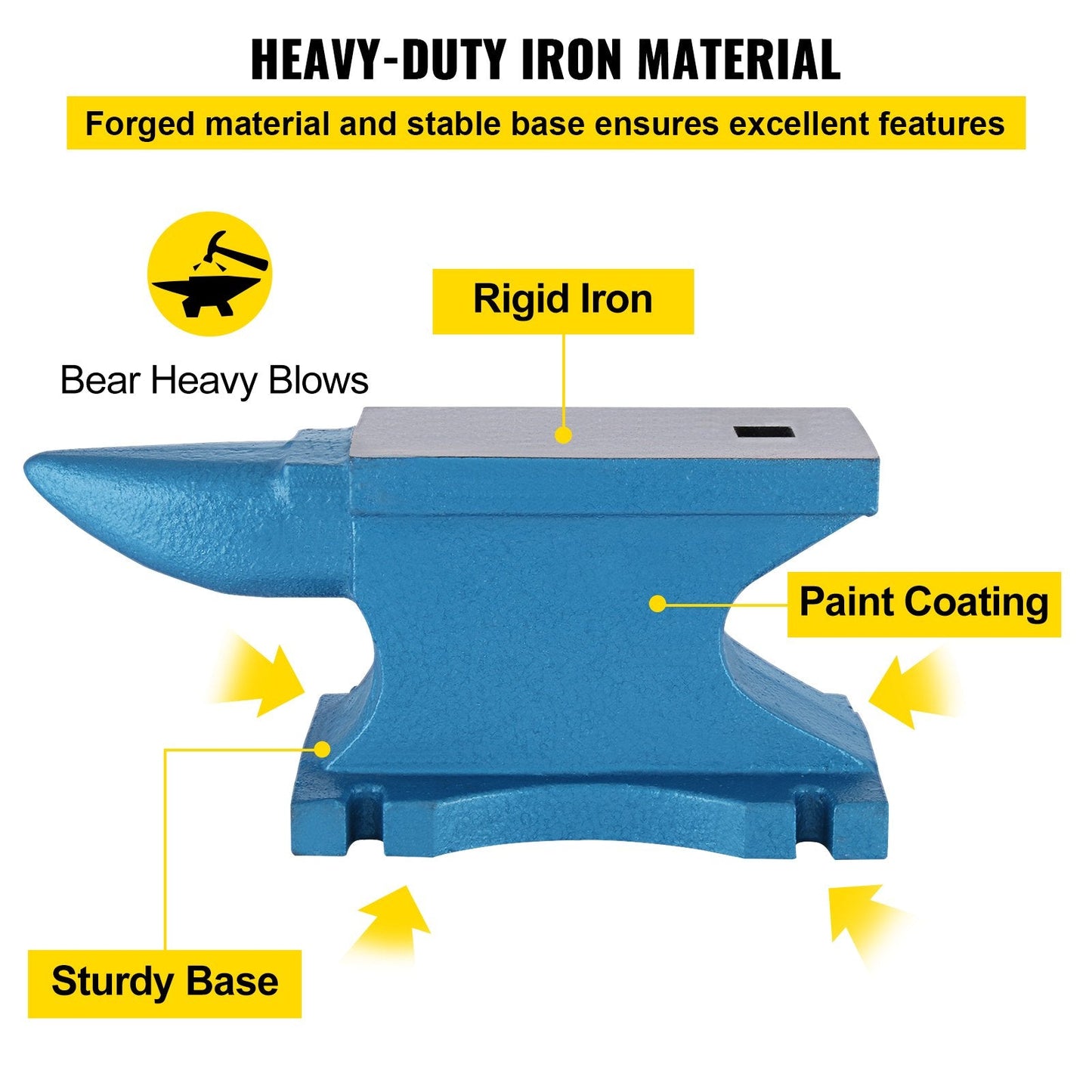 Single Horn Blacksmith Anvil 25kg, Cast Iron, Durable Forge Tool