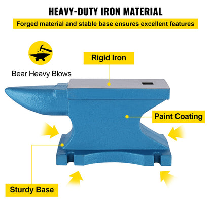 VEVOR Single Horn Anvil 55Lbs, Cast Iron Anvil Blacksmith Withstands Heavy Blows,Anvil