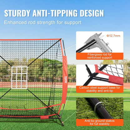 Portable 1.5x1.5m Baseball Softball Training Net with Accessories and Carry Bag