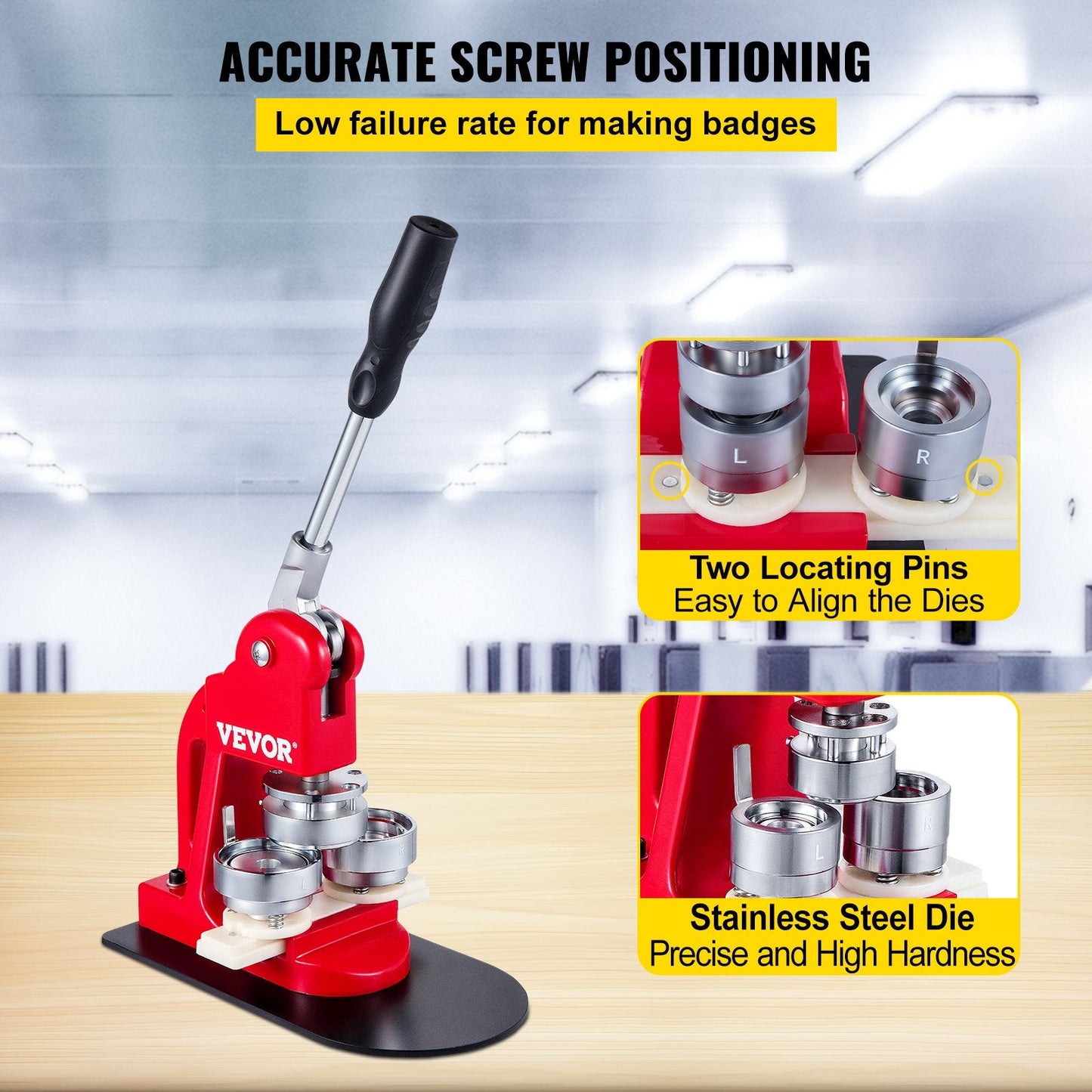 58mm Button & Badge Maker Machine with 500 Buttons, Heavy Duty & User-Friendly