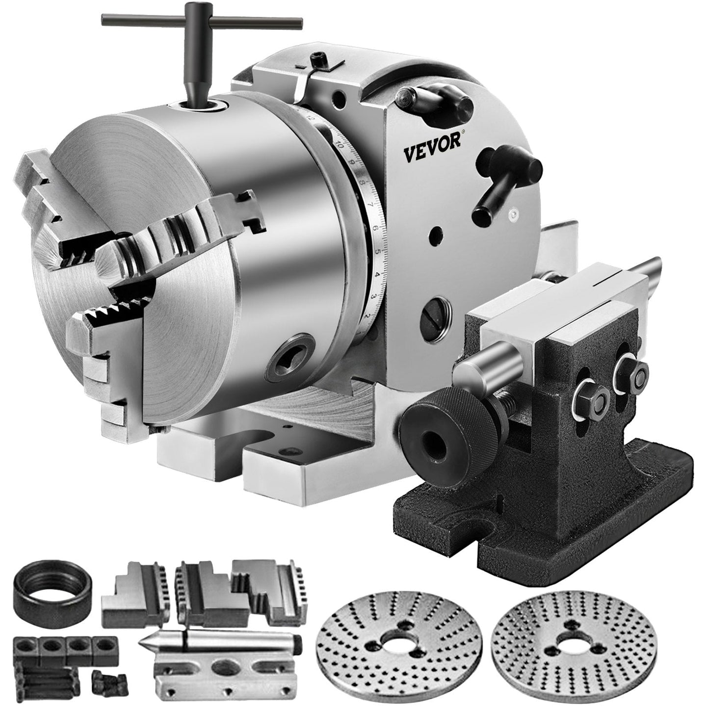 Precision Dividing Head Set with 0.125m 3-Jaw Chuck & Tailstock for Milling