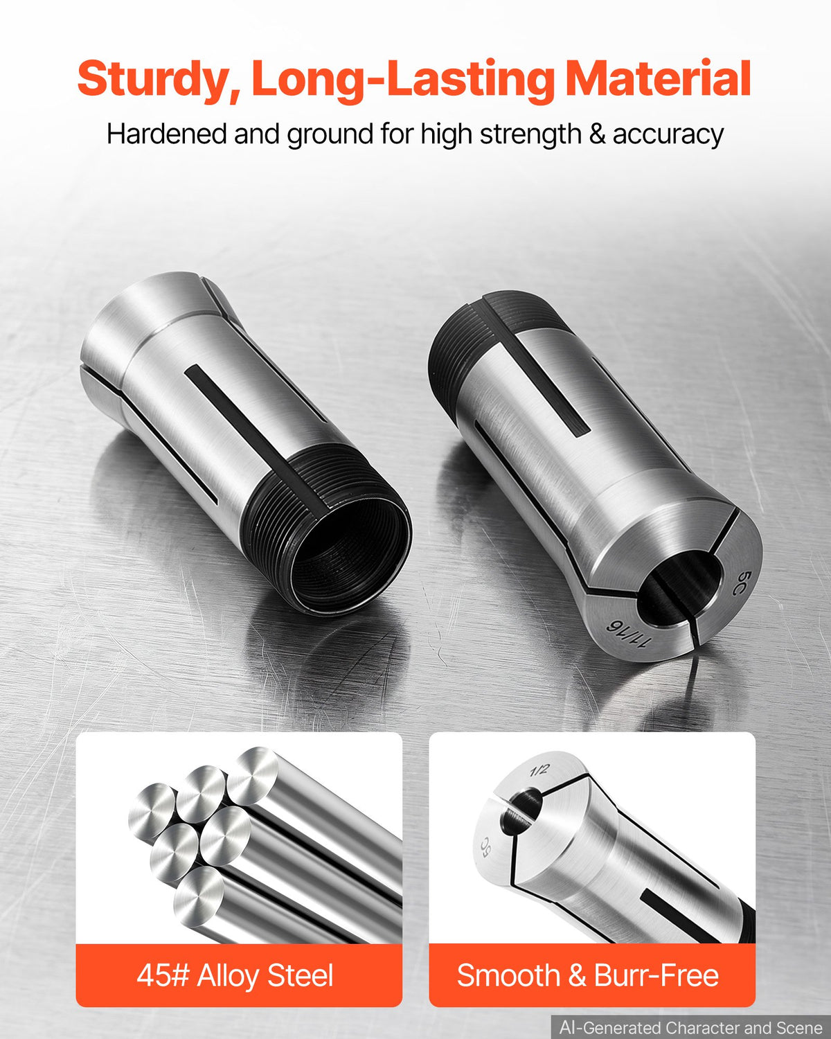 5C Collet Set 1/8"-1" 15 Piece Precision 5C Round Collet Chuck Set, for Milling Machine Drill Presses, 0.0008" TIR High Concentricity, Lathe Chuck Tool with Storage Case, Hardened & Ground