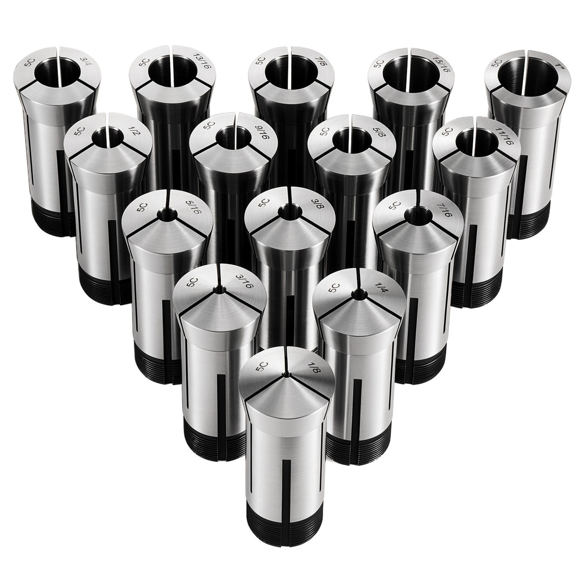 5C Collet Set 1/8"-1" 15 Piece Precision 5C Round Collet Chuck Set, for Milling Machine Drill Presses, 0.0008" TIR High Concentricity, Lathe Chuck Tool with Storage Case, Hardened & Ground