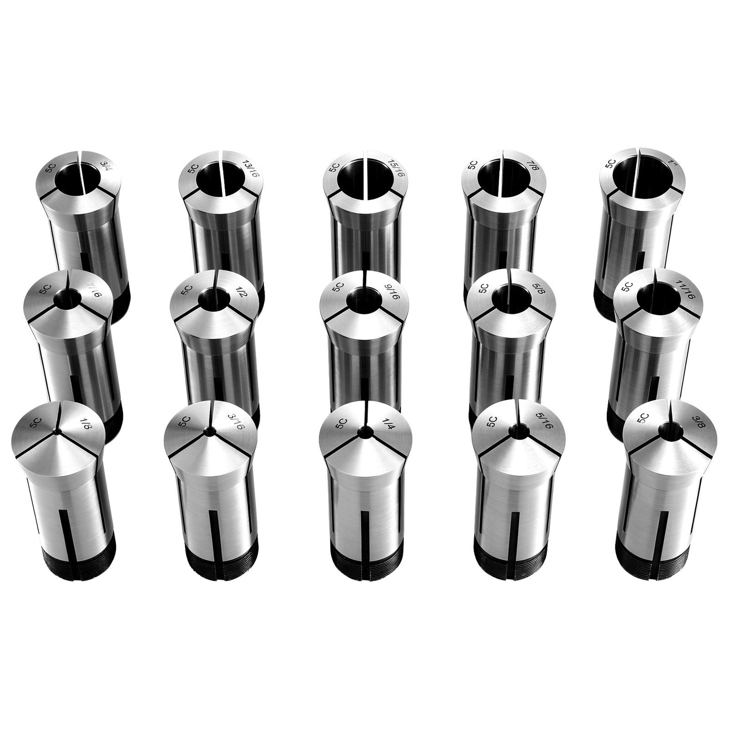 5C Collet Set 1/8"-1" 15 Piece Precision 5C Round Collet Chuck Set, for Milling Machine Drill Presses, 0.0008" TIR High Concentricity, Lathe Chuck Tool with Storage Case, Hardened & Ground